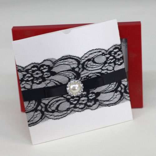 Black Lace Invitation Card Blank Card Printing Customized Wedding Card