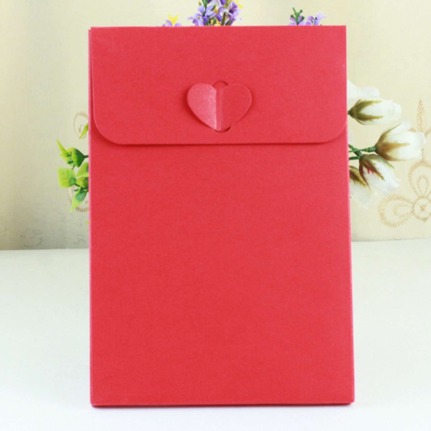 Red Wedding Invitation with Paper Pocket Chinese Style Wedding Supplies 