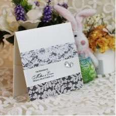 Lace Decoration Wedding Invitation Card Half Fold Invitation Printing Customized 