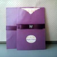 Purple Wedding Card Customized Pocket Invitation Rectangle