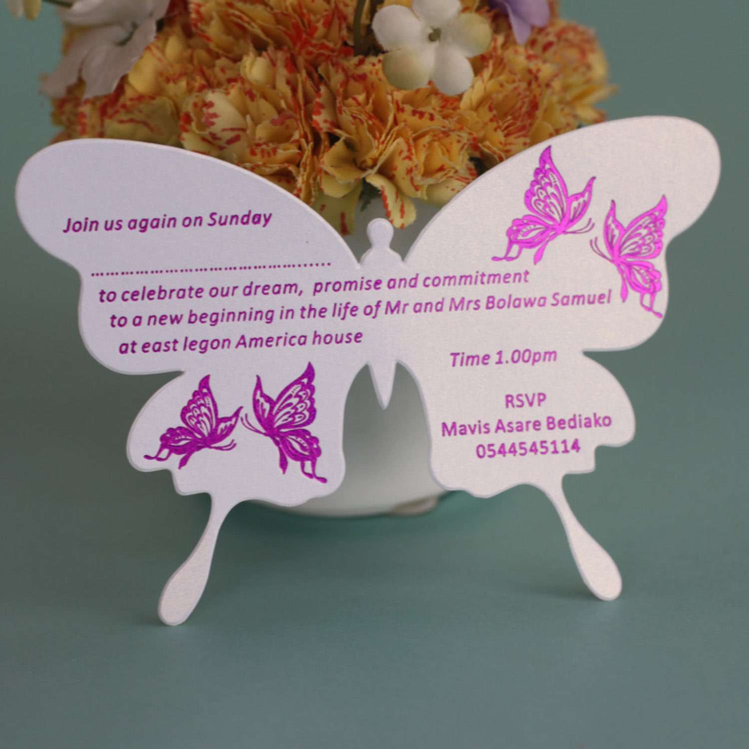 Butterfly Invitation Card Foiling Printing Party Invitation Customized 
