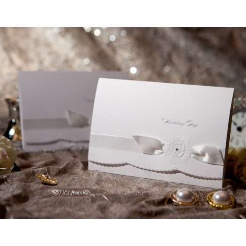 Elegant Invitation Card White Wedding Invitation Wave Card Customized