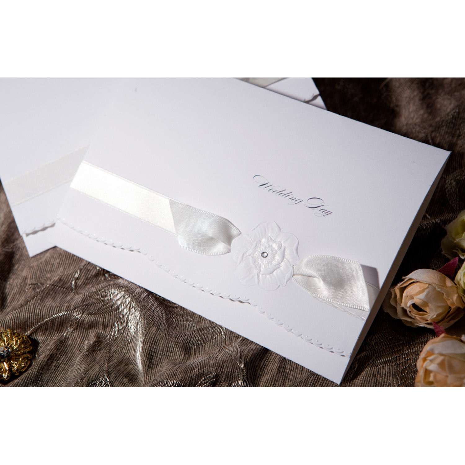 Elegant Invitation Card White Wedding Invitation Wave Card Customized