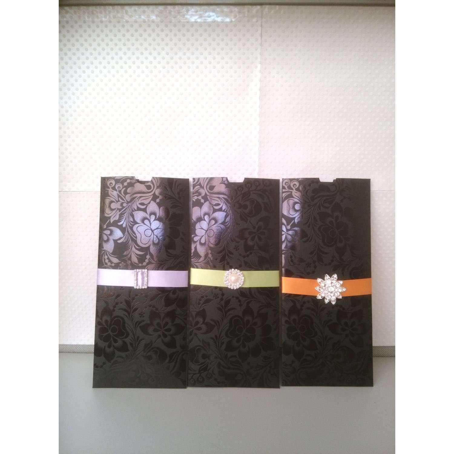 Black Foiling Invitation Card Pocket Wedding Card Greeting Card Customized