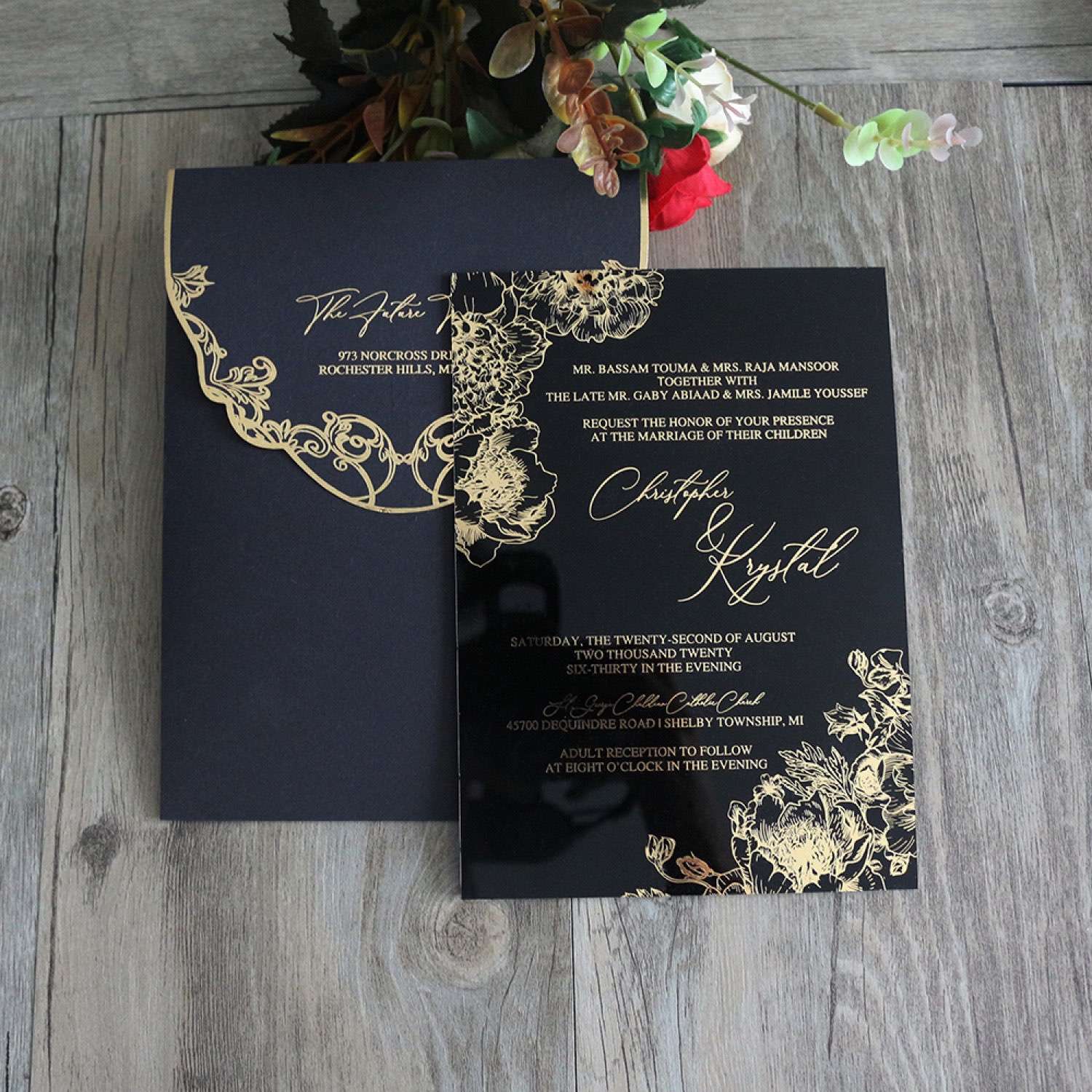 Black Acrylic Invitation Card Business Invitation Card Personalized Custom Greeting Card