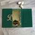 Golden Mirror Acrylic Invitation Card With Green Velvet Personalized Custom