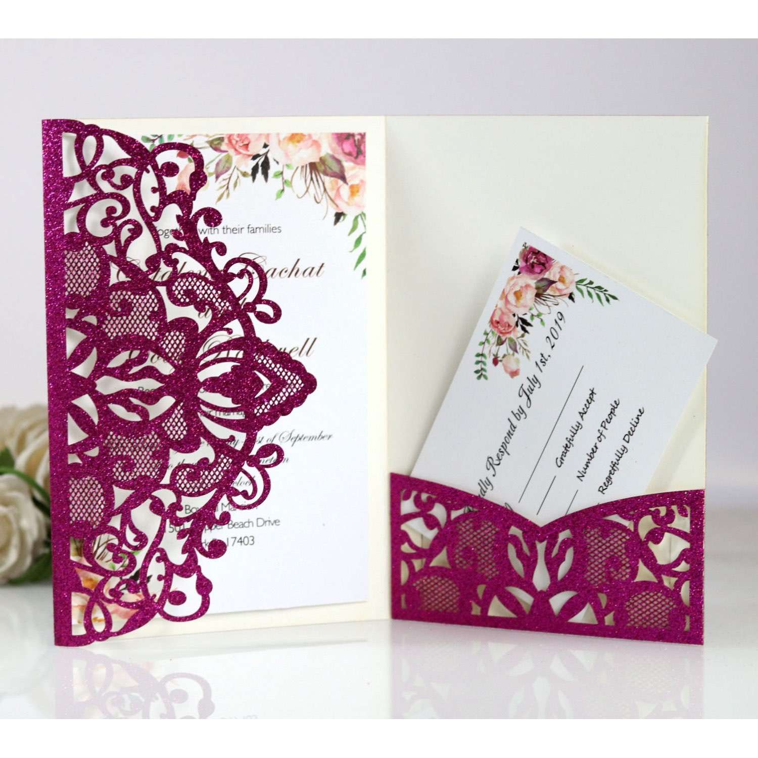 Golden Bussiness Card Laser Wedding Card 