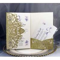 Golden Bussiness Card Laser Wedding Card 