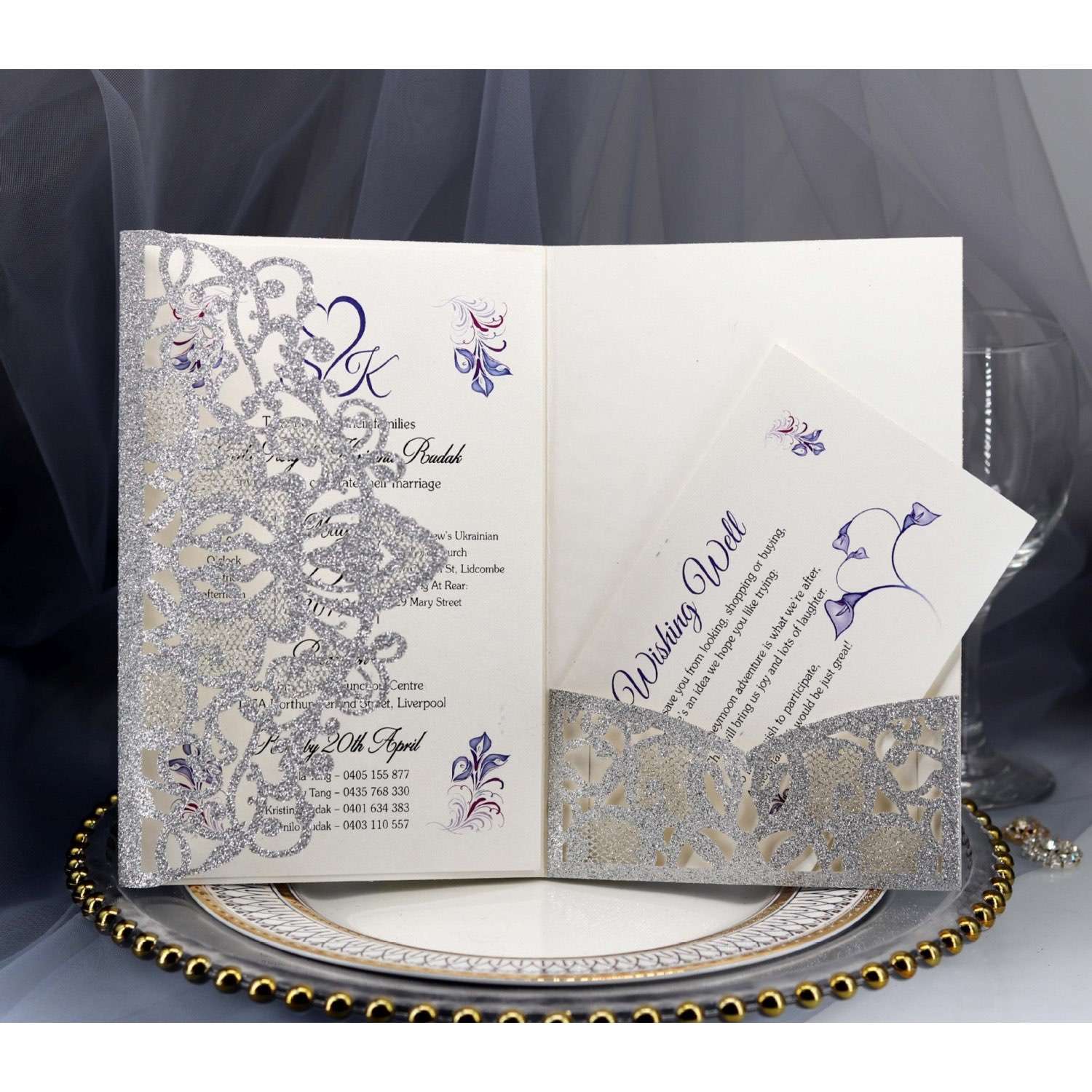 Golden Bussiness Card Laser Wedding Card 