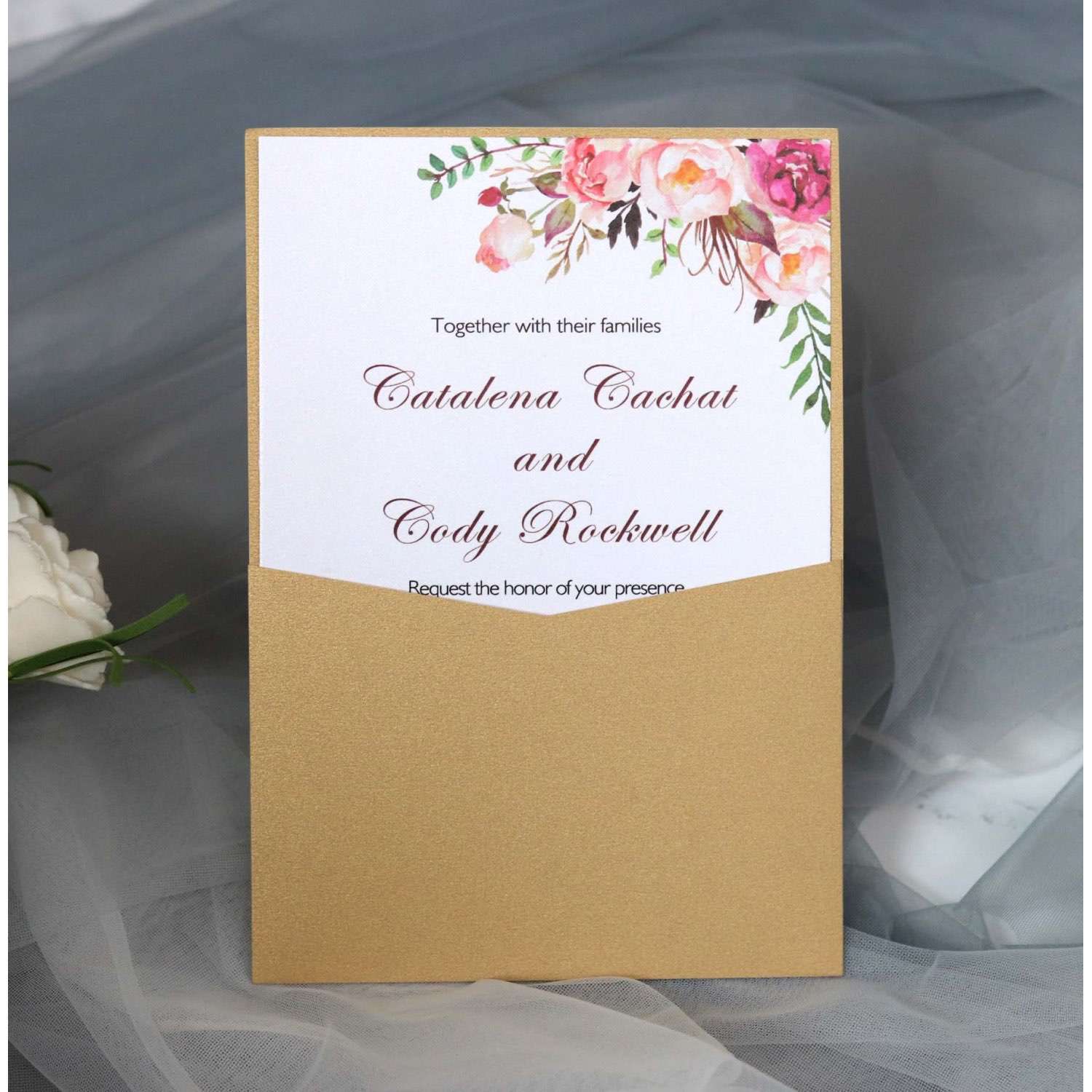Pocket Invitation With Envelope Laser Cut Paper Modern Invitation Card