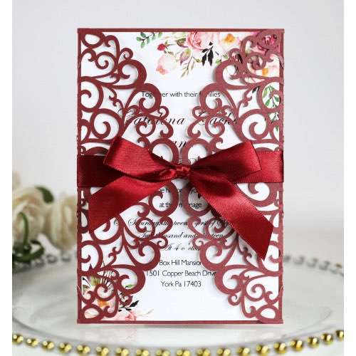 European Style Wedding  Invitation Lace Laser Cut Paper
