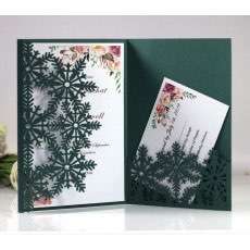 Christmas Invitation Card Green Snowflake Card