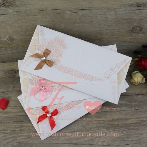 Floral Flocked Wedding Invitation Cards