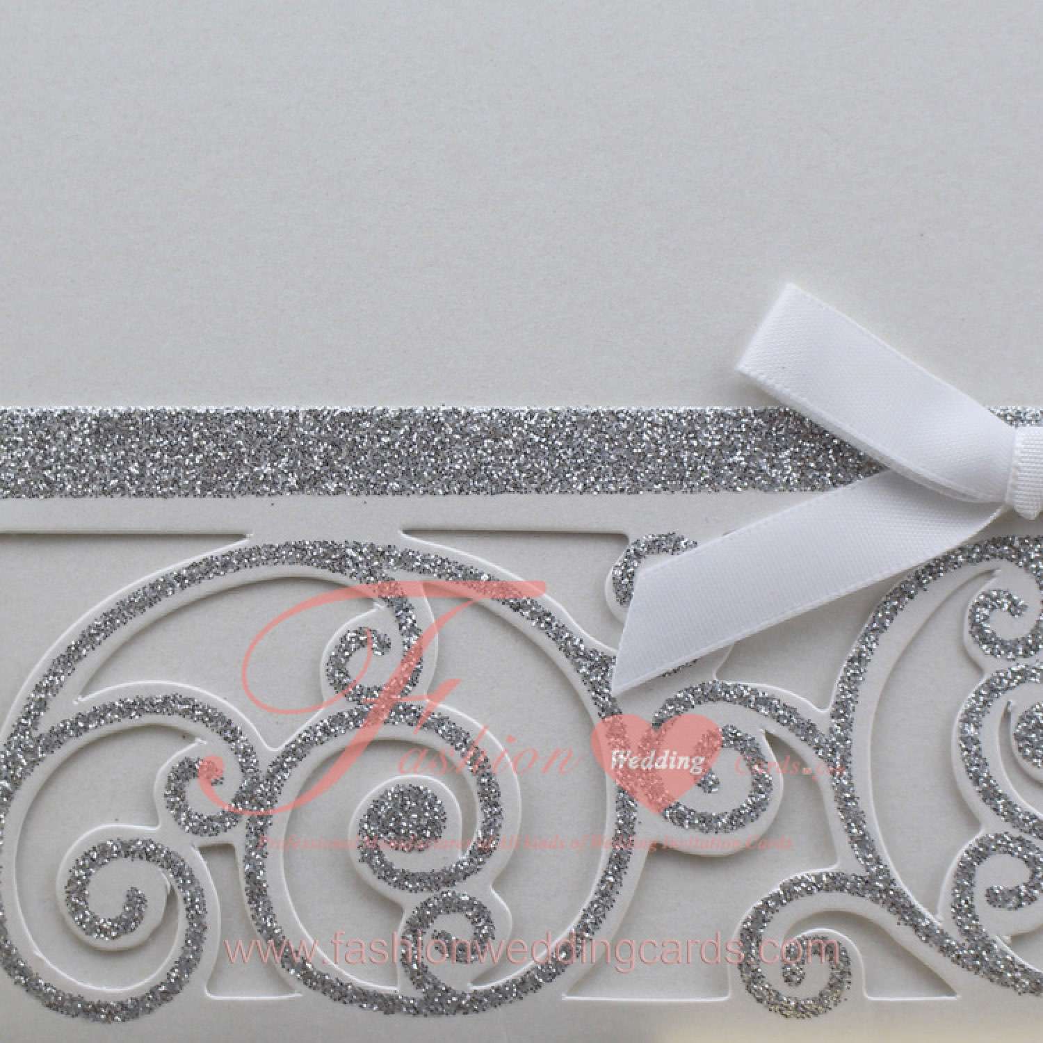 Pocket Style Lazer Cut Silver Wedding Invitations