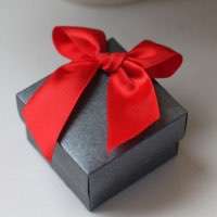 Wedding Box Black Candy Box with Red Ribbon Bow