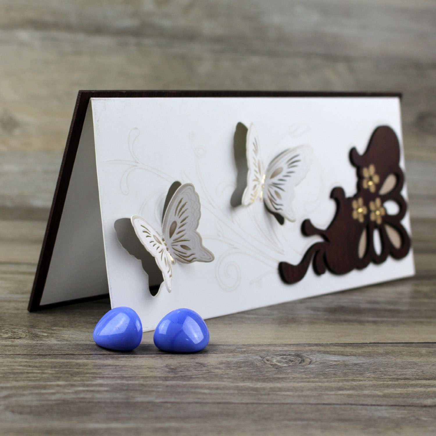 Wooden Invitation 3D Butterfly Invitation Card With Paper Pocket