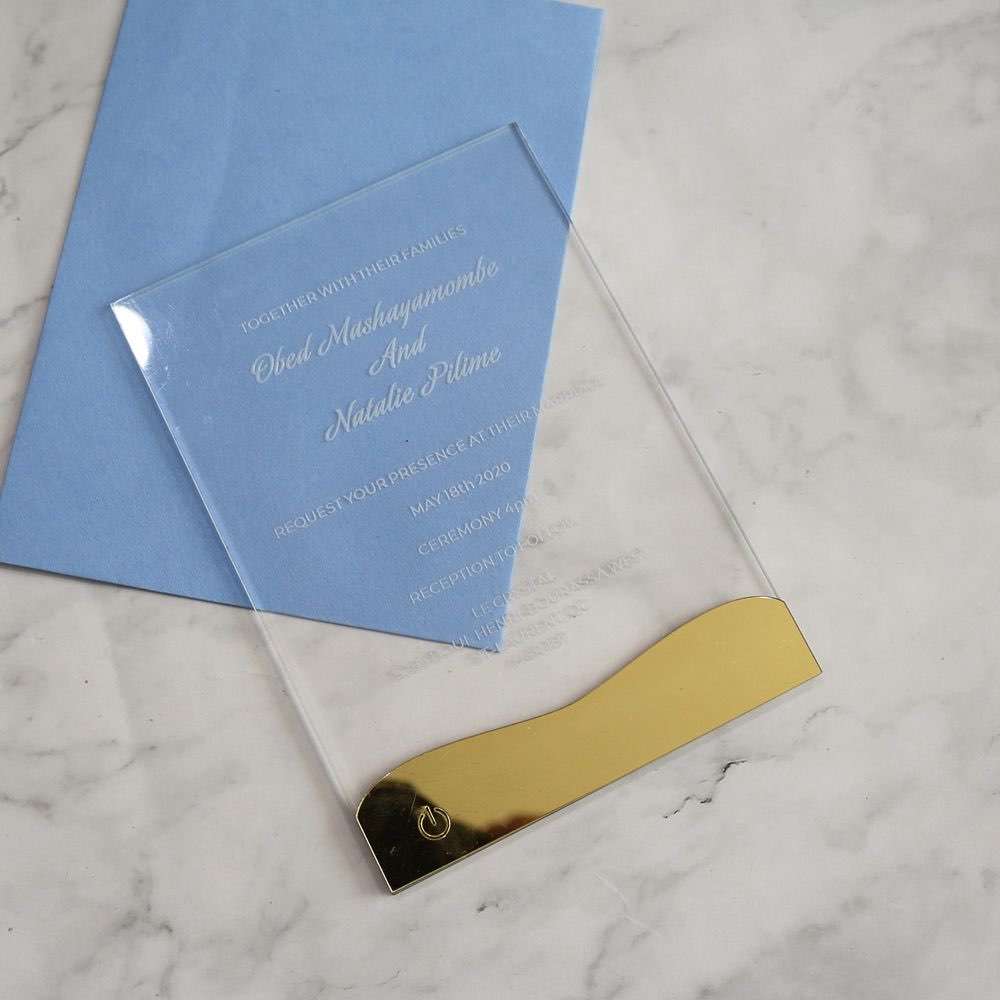 LED Acrylic Invitation Card, Engraved Text, Personalized Custom,Wedding ...